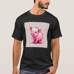 Cute Little Piggy Illustration Unique  Women Kids  T-Shirt