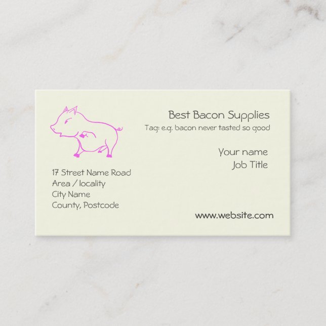 Cute little Piggy in Pink Business Card (Front)