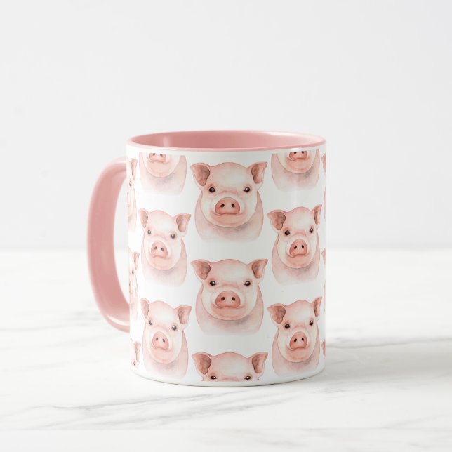 Cute Little Piglet Pink Pink Pigs Farm Country Mug (Front Left)