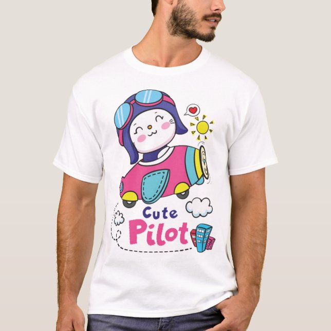 Cute little pilot cat T-Shirt (Front)