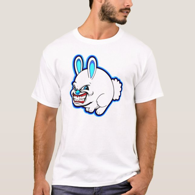Cute little Pink Apple bunny (in blue) T-Shirt (Front)