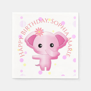 Cute Little Pink Baby Girl Elephant Napkin