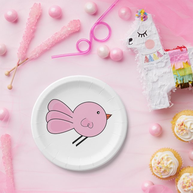 Cute Little Pink Bird Paper Plates (Creator Uploaded)