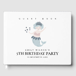 CUTE LITTLE PINK BLUE MERMAID KIDS BIRTHDAY PARTY GUEST BOOK