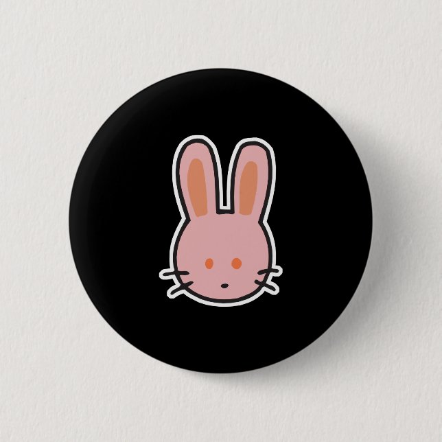 cute little pink bunny face 2 inch round button (Front)