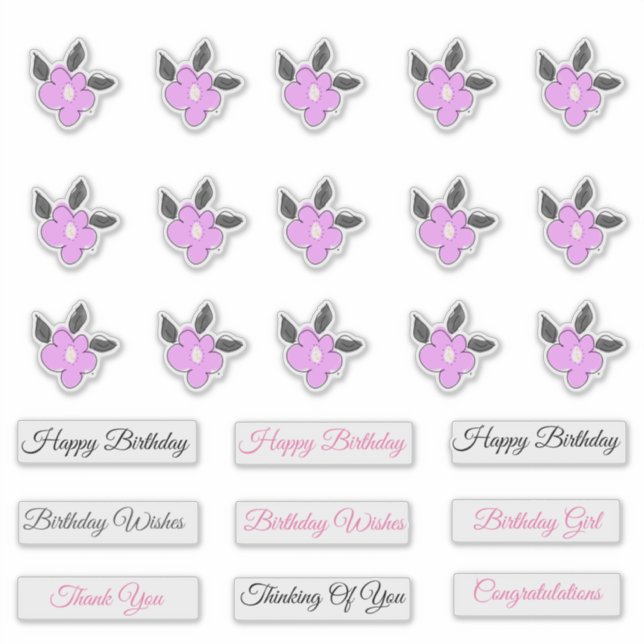 Cute Little Pink Flower Stickers (Front)