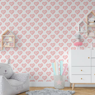 Cute Little Pink Hearts Baby Girl Nursery Wallpaper