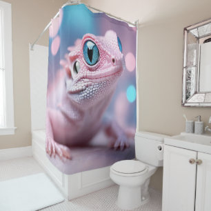Cute Little Pink Lizard with Big Blue Eyes