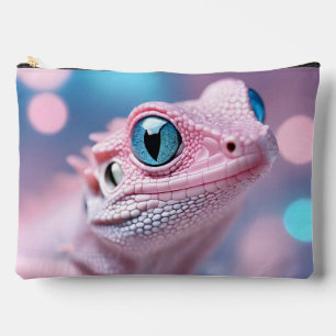 Cute Little Pink Lizard with Big Blue Eyes Accessory Pouch
