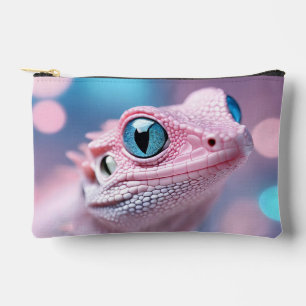 Cute Little Pink Lizard with Big Blue Eyes Accessory Pouch