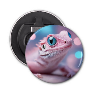 Cute Little Pink Lizard with Big Blue Eyes Bottle Opener