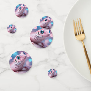 Cute Little Pink Lizard with Big Blue Eyes Confetti