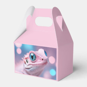 Cute Little Pink Lizard with Big Blue Eyes Favor Box