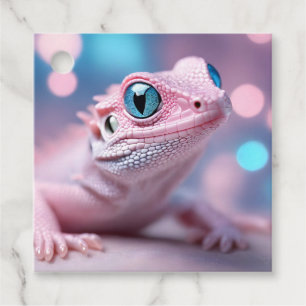 Cute Little Pink Lizard with Big Blue Eyes Favour Tags