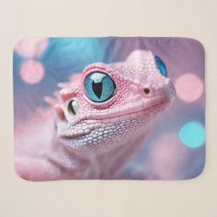 Cute Little Pink Lizard with Big Blue Eyes Sherpa Blanket