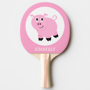 Cute Little Pink Pig Personalized Ping Pong Paddle