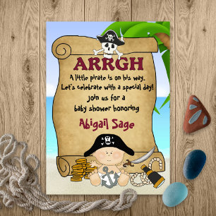 Cute Little Pirate Boys Buccaneer Baby Shower Invitation