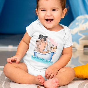 Cute little pirates  baby bodysuit