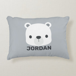 Cute Little Polar Bear with Personalized Name Accent Pillow