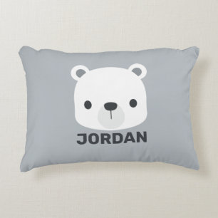 Cute Little Polar Bear with Personalized Name Accent Pillow