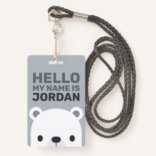 Cute Little Polar Bear with Personalized Name Badge