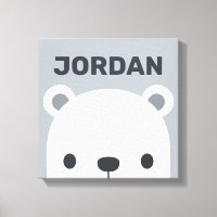 Cute Little Polar Bear with Personalized Name Canv