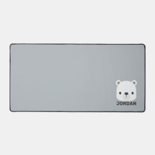 Cute Little Polar Bear with Personalized Name Desk Mat
