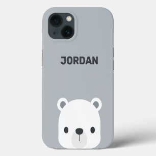 Cute Little Polar Bear with Personalized Name iPhone 13 Case