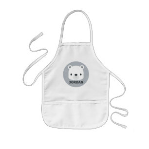 Cute Little Polar Bear with Personalized Name Kids Apron