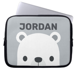 Cute Little Polar Bear with Personalized Name Laptop Sleeve