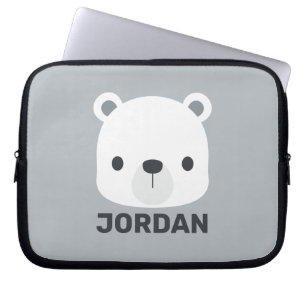 Cute Little Polar Bear with Personalized Name Laptop Sleeve