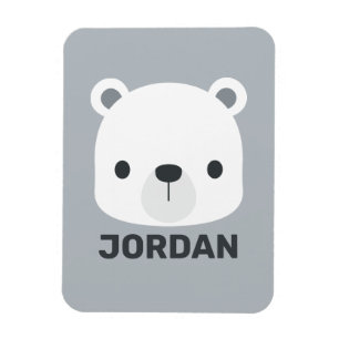 Cute Little Polar Bear with Personalized Name Magnet