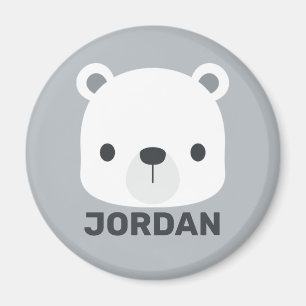 Cute Little Polar Bear with Personalized Name Magnet