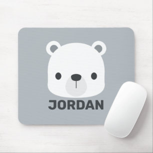 Cute Little Polar Bear with Personalized Name Mouse Pad