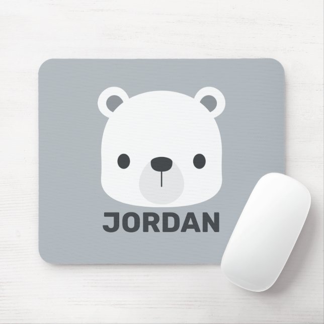 Cute Little Polar Bear with Personalized Name Mouse Pad (With Mouse)