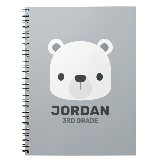Cute Little Polar Bear with Personalized Name Notebook (Front)