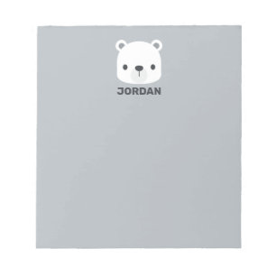 Cute Little Polar Bear with Personalized Name Notepad