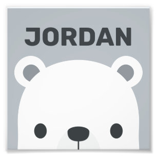 Cute Little Polar Bear with Personalized Name Phot Photo Print