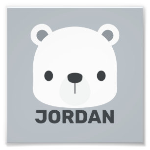 Cute Little Polar Bear with Personalized Name Photo Print