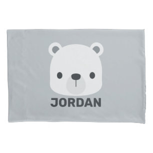 Cute Little Polar Bear with Personalized Name Pillowcase
