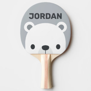 Cute Little Polar Bear with Personalized Name Ping Pong Paddle