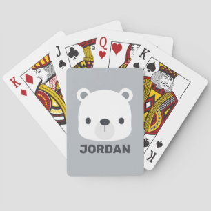 Cute Little Polar Bear with Personalized Name Playing Cards