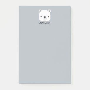 Cute Little Polar Bear with Personalized Name Post-it Notes