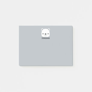 Cute Little Polar Bear with Personalized Name Post-it Notes