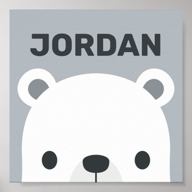 Cute Little Polar Bear with Personalized Name Post Poster (Front)