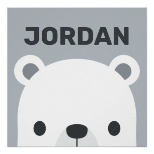 Cute Little Polar Bear with Personalized Name Poster