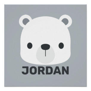 Cute Little Polar Bear with Personalized Name Poster