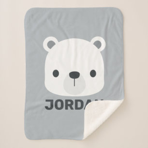 Cute Little Polar Bear with Personalized Name Sherpa Blanket