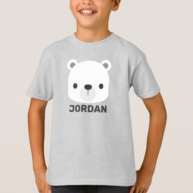 Cute Little Polar Bear with Personalized Name T-Shirt (Front)