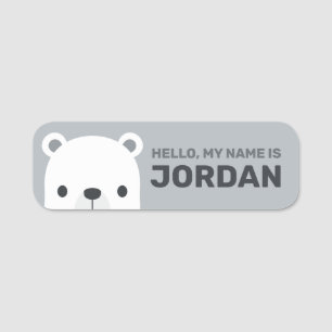 Cute Little Polar Bear with Personalized Name Tag